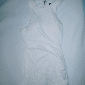 Eggshell white sparkle midi dress